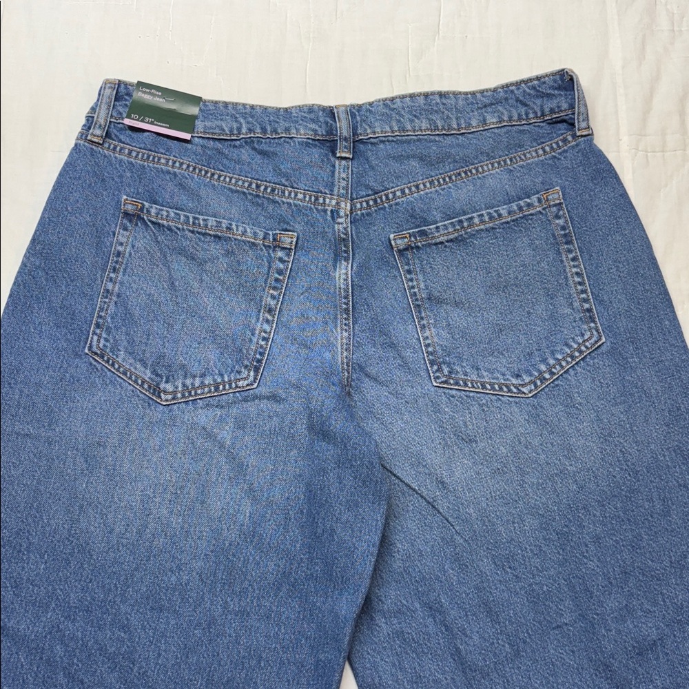 Low Rise Rigid Baggy Jeans Womens 10/31 NWT 90s Skater Style Wide Leg Blue Denim - Picture 7 of 13